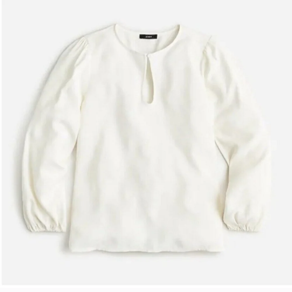 J. Crew Puff Sleeve Satin-Back Crepe Top Size Large Tall